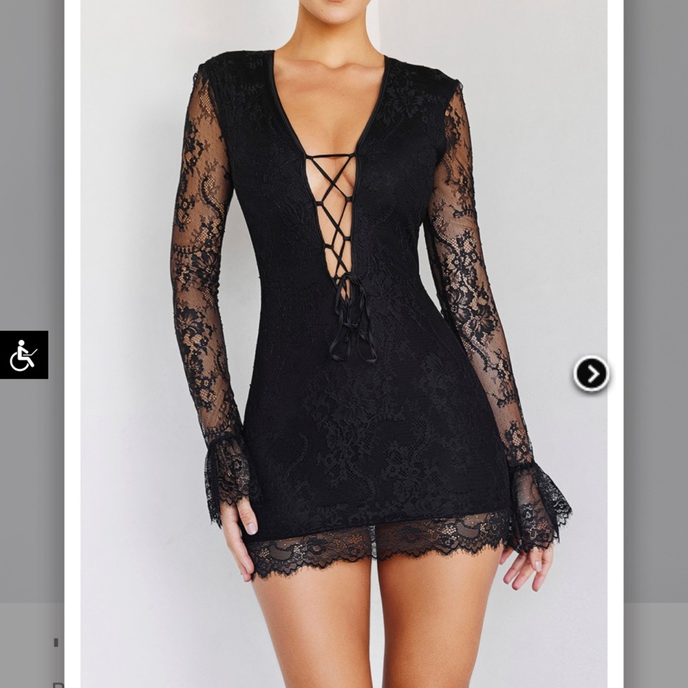 ‘ENCHANT'
Black Lace Up Mini Dress